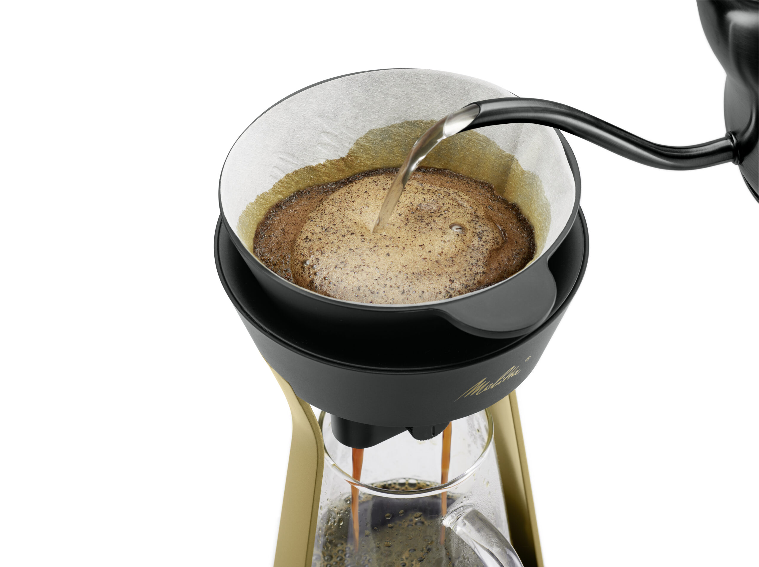 Handmatige pour over koffiezetter met slimme knop Koffiegek